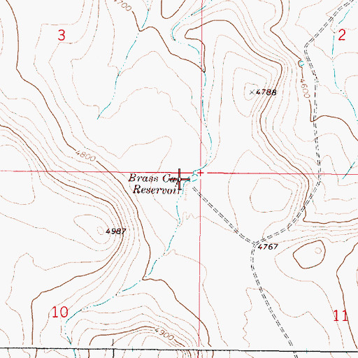 Topographic Map of Brass Cap Reservoir, OR