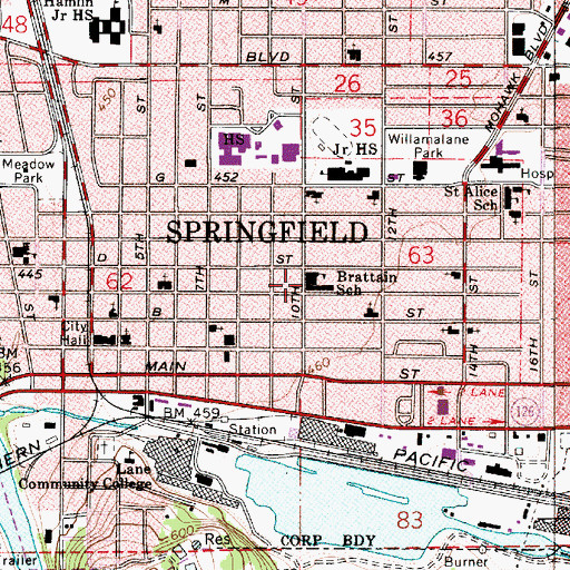 Topographic Map of Brattain Elementary School, OR