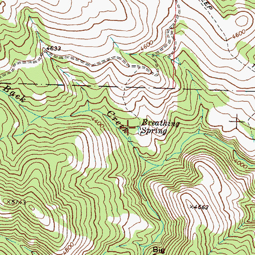 Topographic Map of Breathing Spring, OR