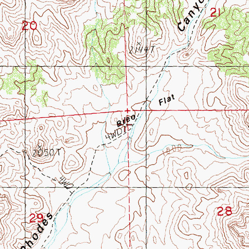 Topographic Map of Breo Flat, OR
