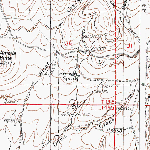 Topographic Map of Brewery Spring, OR