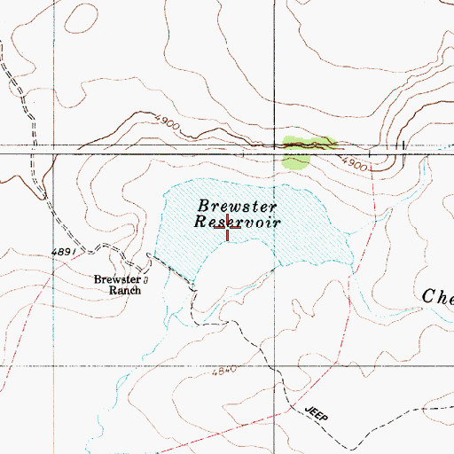 Topographic Map of Brewster Reservoir, OR