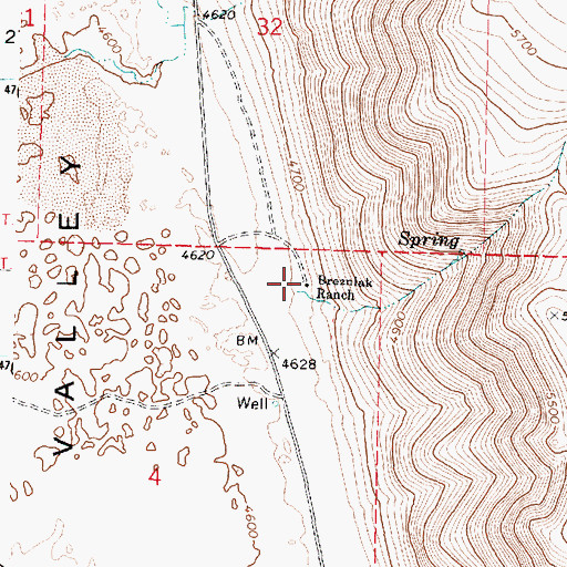Topographic Map of Brezniak Ranch, OR