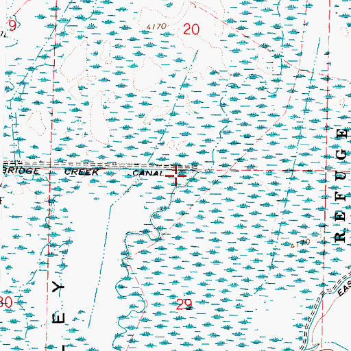 Topographic Map of Bridge Creek, OR
