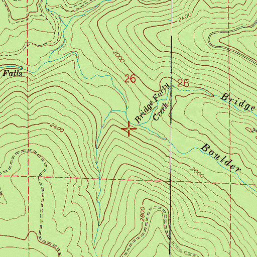 Topographic Map of Bridge Forty Creek, OR