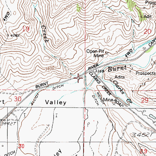 Topographic Map of Bridgeport Valley, OR