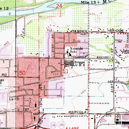 Topographic Map of Briggs Middle School, OR