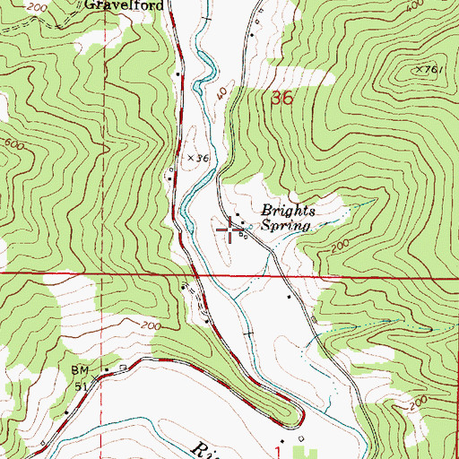 Topographic Map of Brights Spring, OR