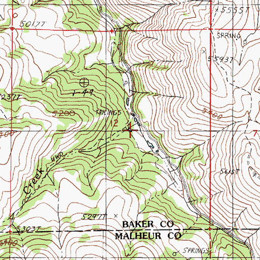Topographic Map of Brinker Creek, OR