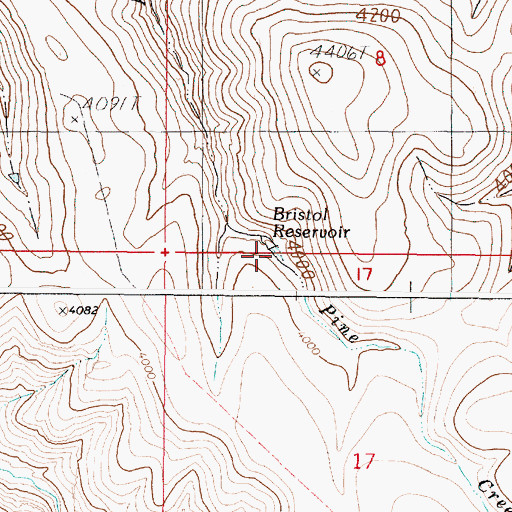 Topographic Map of Bristol Reservoir, OR