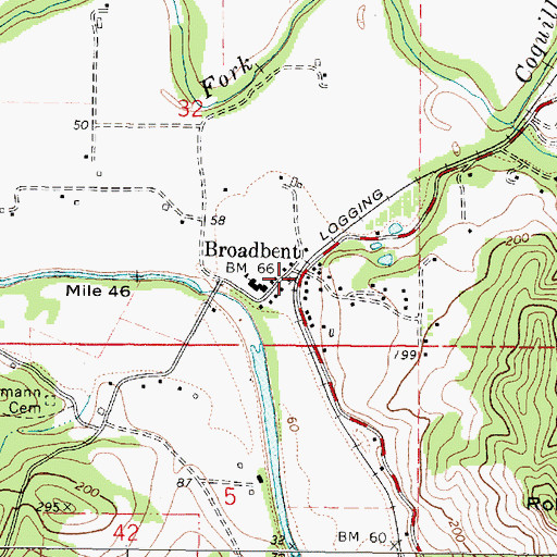 Topographic Map of Broadbent, OR