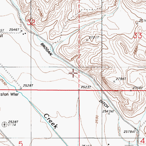 Topographic Map of Brogan Ditch, OR