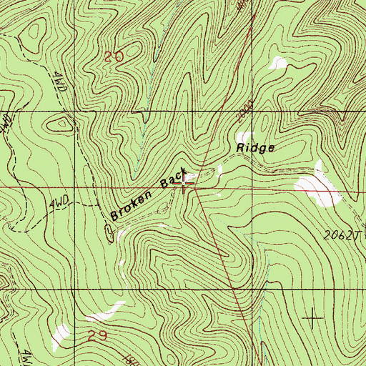 Topographic Map of Broken Back Ridge, OR