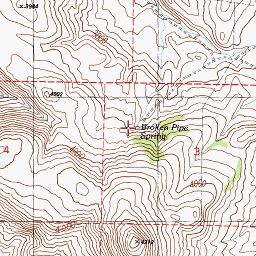 Topographic Map of Broken Pipe Spring, OR