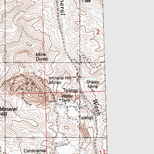Topographic Map of Sheep Mine, AZ