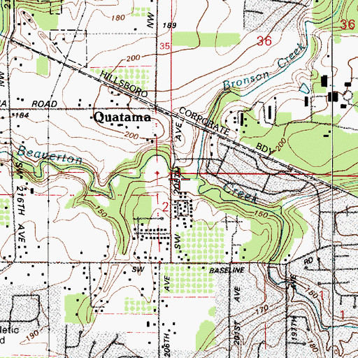 Topographic Map of Bronson Creek, OR