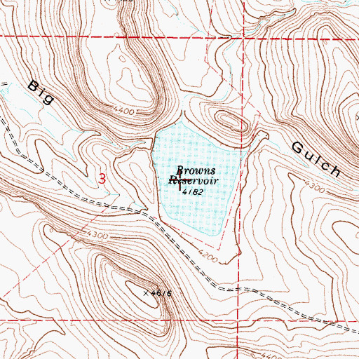 Topographic Map of Browns Reservoir, OR