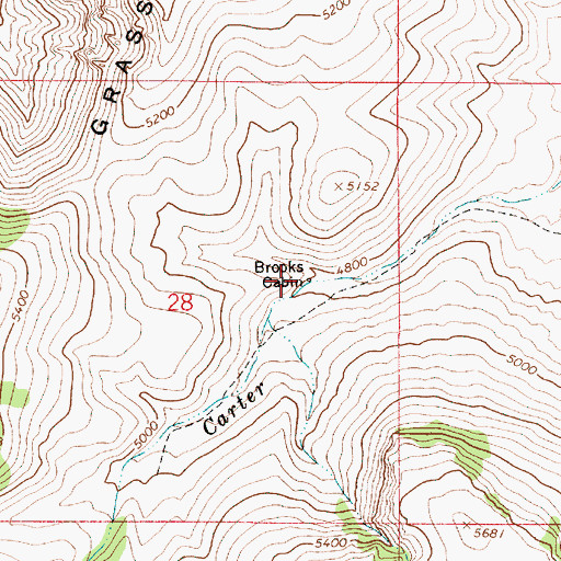 Topographic Map of Brooks Cabin, OR