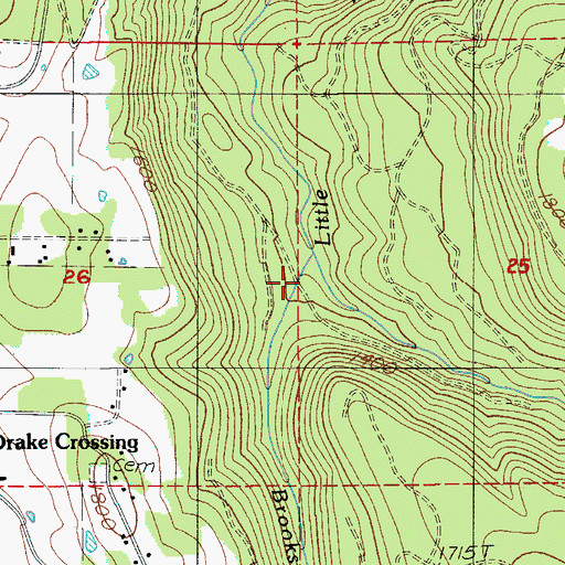 Topographic Map of Brooks Creek, OR