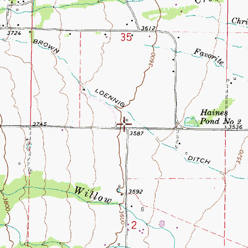 Topographic Map of Brown Loennig Ditch, OR