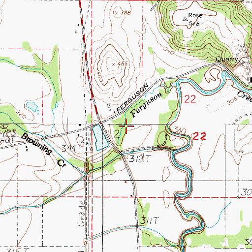 Topographic Map of Browning Creek, OR