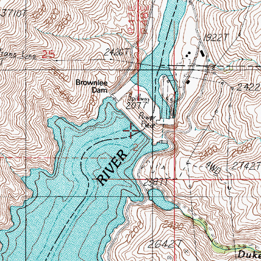 Topographic Map of Brownlee Dam, OR