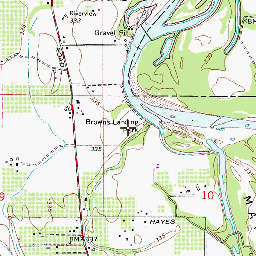 Topographic Map of Browns Landing State Park, OR