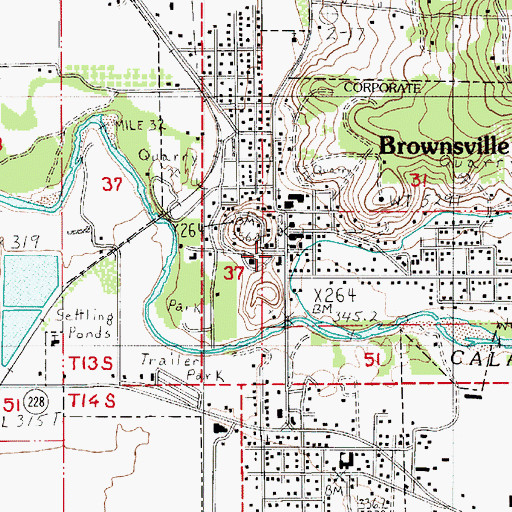 Topographic Map of Brownsville, OR