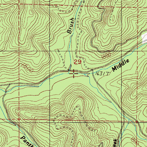 Topographic Map of Brush Creek, OR