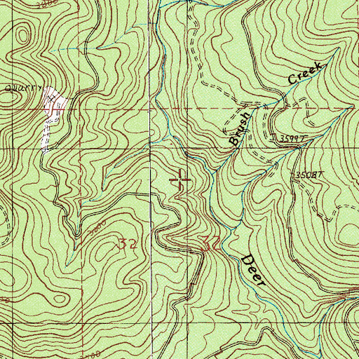 Topographic Map of Brush Creek, OR