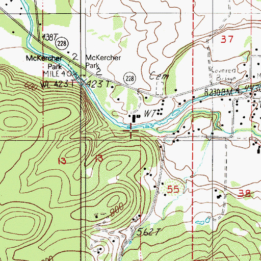Topographic Map of Brush Creek, OR