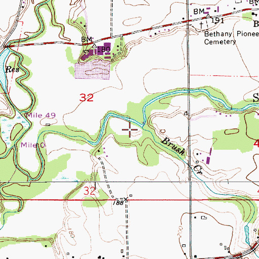 Topographic Map of Brush Creek, OR