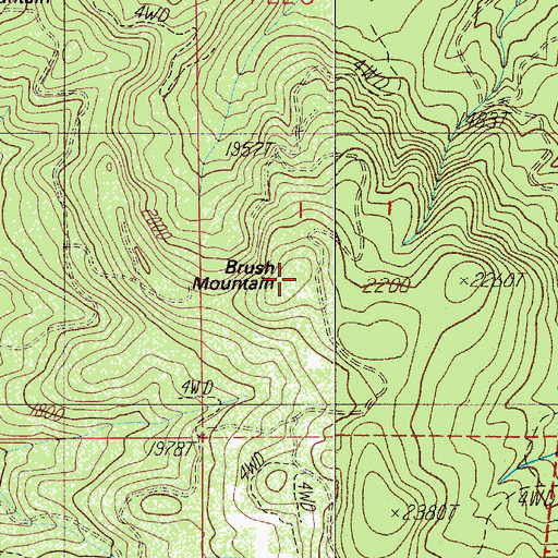 Topographic Map of Brush Mountain, OR