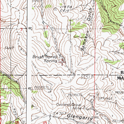 Topographic Map of Brush Spray Spring, OR