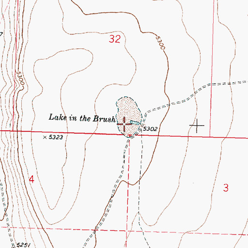 Topographic Map of Lake in the Brush, OR