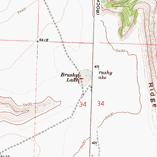 Topographic Map of Brushy Lake, OR