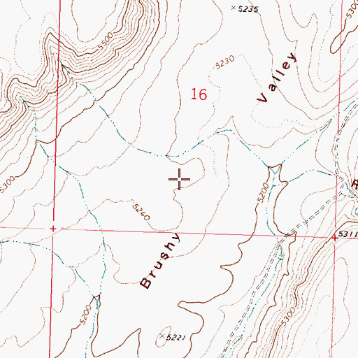 Topographic Map of Brushy Valley, OR