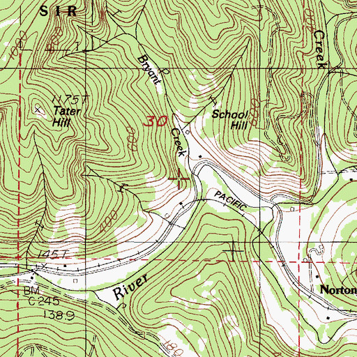 Topographic Map of Bryant Creek, OR