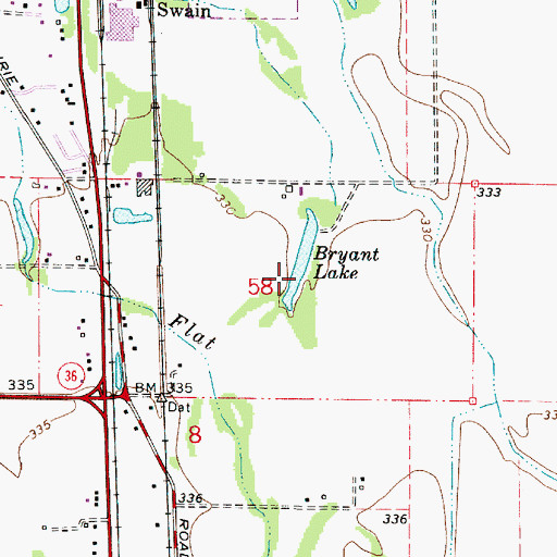 Topographic Map of Bryant Lake, OR