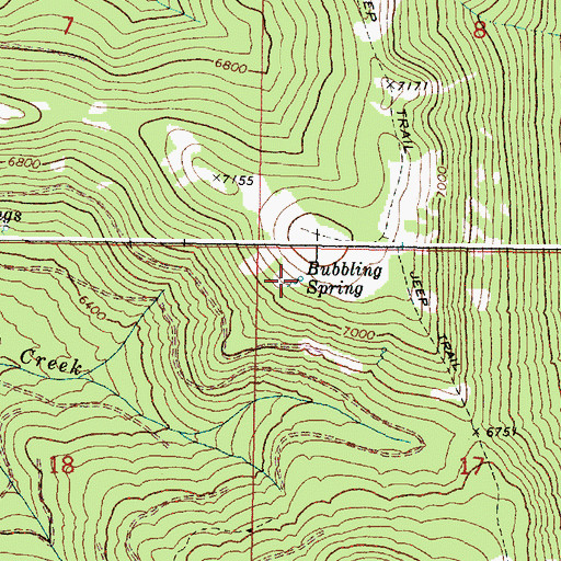 Topographic Map of Bubbling Spring, OR