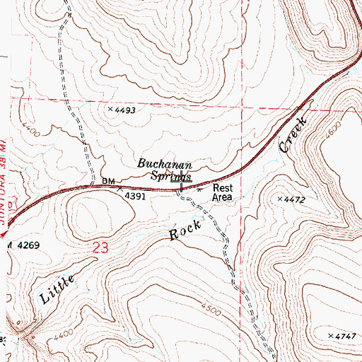 Topographic Map of Buchanan Springs, OR