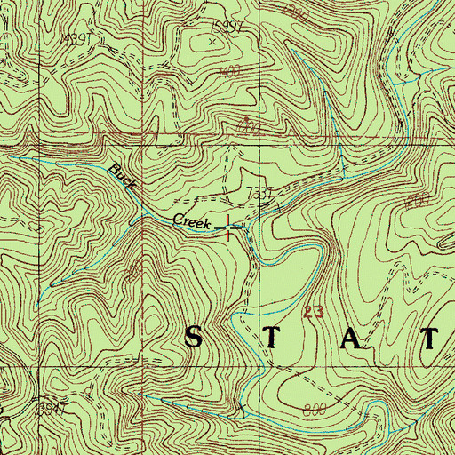 Topographic Map of Buck Creek, OR