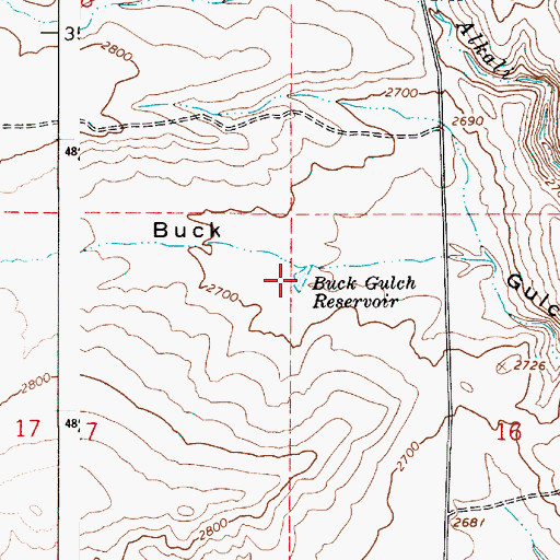 Topographic Map of Buck Gulch Reservoir, OR