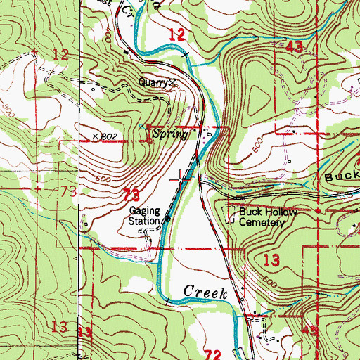 Topographic Map of Buck Hollow, OR