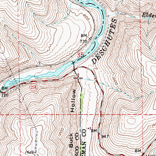 Topographic Map of Buck Hollow Creek, OR