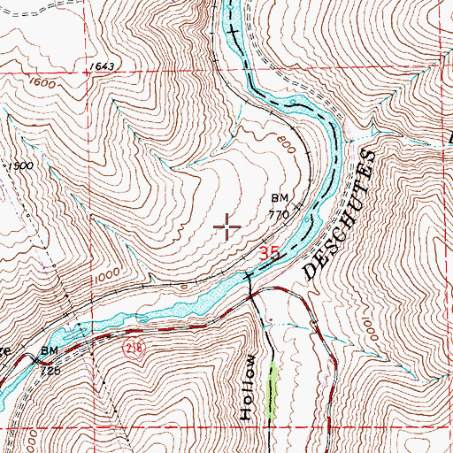 Topographic Map of Buck Hollow, OR