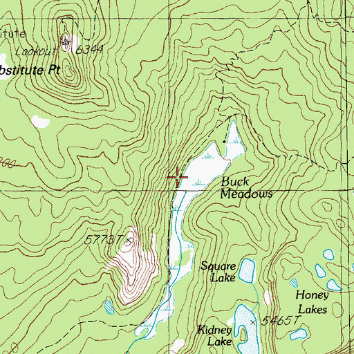 Topographic Map of Buck Meadows, OR