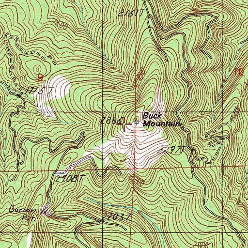 Topographic Map of Buck Mountain, OR