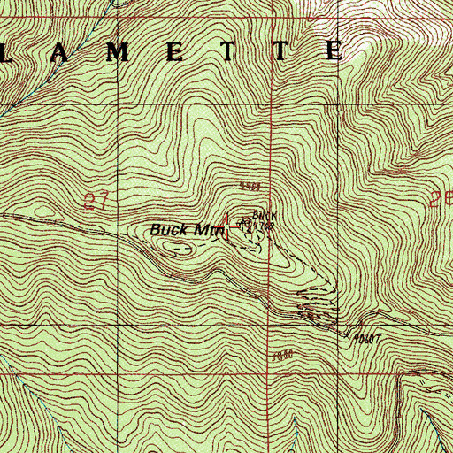Topographic Map of Buck Mountain, OR