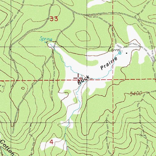 Topographic Map of Buck Prairie, OR